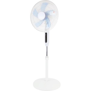 Fehér SV 55-41 Cool Air álló ventilátor, Ø 43 cm, 130 cm magas, kék rotorlapátokkal.