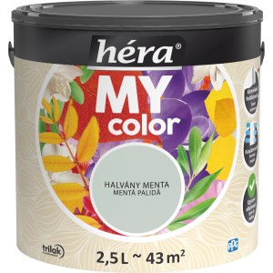 Héra My Color falfesték halvány menta színben, 2,5 literes vödör beltéri használatra.