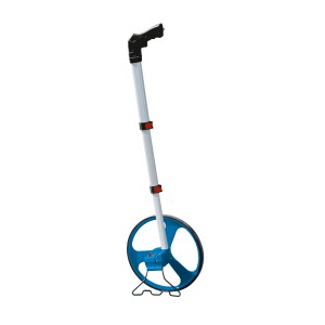 Bosch Professional GWM 32 mérőkerék kék kerékkel és teleszkópos nyéllel a pontos mérésekhez.