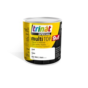 Fehér, matt t.b.t. színes lakk sárga fém vödörben a Trináttól.