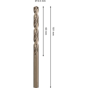 Bosch HSS-Co spirálfúró 6,5x63x101 mm bronz színben fémhez és rozsdamentes acélhoz.