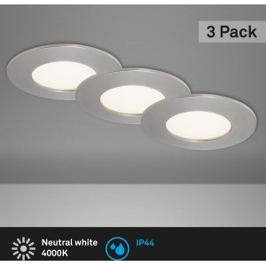 Briloner LED süllyesztett lámpák, 3 darabos készlet, matt nikkel, semleges fehér fény. Ideális fürdőszobába és nappaliba.
