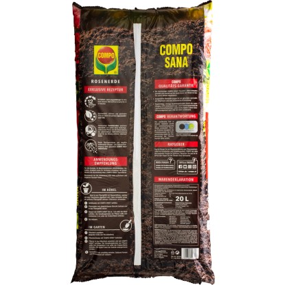 Compo Sana rózsa föld zsák, 20 l, speciális föld rózsákhoz, tartós műtrágyával.
