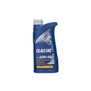 Mannol Classic 10W-40 motorolaj kék flakonban.