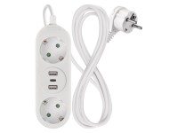 EMOS Hosszabbító 1,4 m/2 aljzat+2×USB-A+1×USB-C/fehér/PVC/1,5 mm2