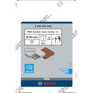 Bosch gyémánt fúrókorona 82 mm csomagolás. Száraz fúráshoz betonba, téglába. Hosszú élettartam, univerzális.