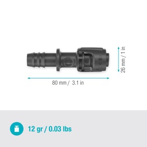 Gardena Univerzális csatlakozó 13 mm Micro-Drip rendszerekhez, elosztó- és csepegtető csövek csatlakoztatásához.