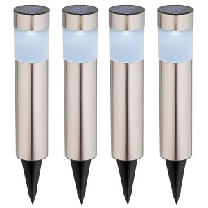 4 darabos Lavello LED szolár lámpaszett rozsdamentes acélból, kerti utak megvilágításához.