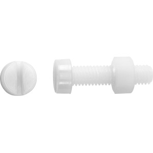 PZ Hengeres fejű menetes műanyag csavar fehér M6 x 40 mm 8 db + anya