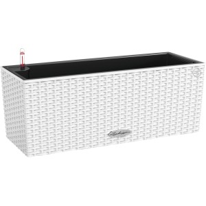 Fehér Lechuza Balconera Cottage 50 virágláda öntözőrendszerrel és fonott hatással.
