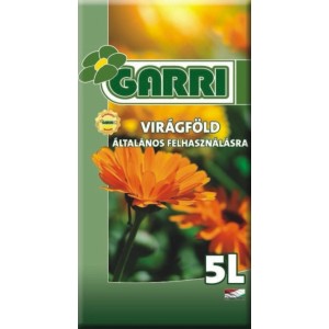 Garri 5L univerzális virágföld általános használatra. Univerzális virágföld körömvirággal.
