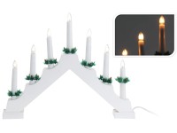 Dekor LED gyertyaív 7 gyertyával fehér - zöld Dekor LED gyertyaív 7 gyertyával fehér - zöld