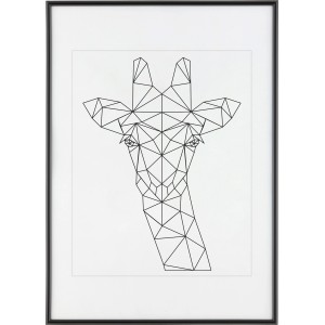 Fekete műanyag képkeret 50x70 cm-es, paszpartuval és geometrikus zsiráf mintával.