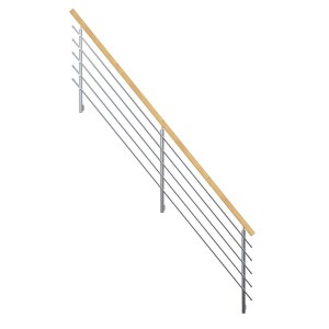 StarWood Design rozsdamentes acél korlát lucfenyő téglalap alakú kapaszkodóval és rozsdamentes acél korláttestekkel.