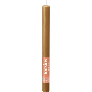 Bolsius Rustik Shine háztartási gyertya, fűszerbarna, 27 cm, hangulatos fényhez.