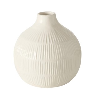 Bézs-fehér Boltze Home Kaylee váza, Ø 12 cm, dombornyomott mintával.