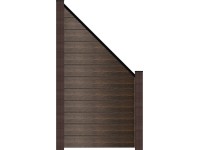 GroJa ledugható kerítés Solid ferdén levágott 90 cm x 180/90 cm x 1,9 cm dió