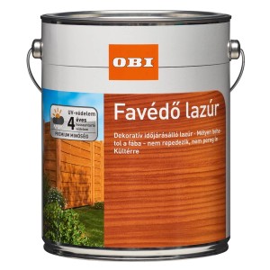 OBI Favédő lazúr szürke 2,5 l fém vödörben. Időjárásálló lazúr kültéri fához.