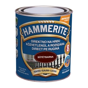 Sötétbarna Hammerite rozsdavédő festék fémre, közvetlenül a rozsdára felvihető.