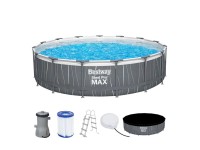 Bestway Steel Pro MAX kerek világosszürke medence LED design 457 x 107 cm