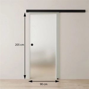 Doorlegro tolóajtó készlet EasySlide 65 ESG tiszta üveg fekete 205 cm x 90 cm