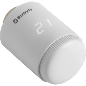 Fehér TRV-607 elektromos radiátor termosztát Bluetooth-szal és digitális kijelzővel.