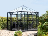 Vitavia melegház Hera 9000 edzett üveg 3 mm légkamr. l. 6 mm fekete