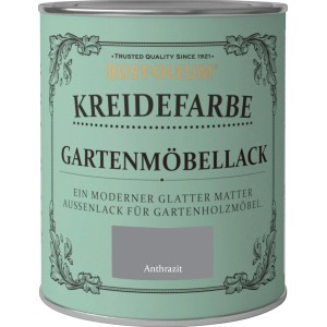 Rust-Oleum krétafesték kerti bútorokhoz, antracit matt, közelkép.