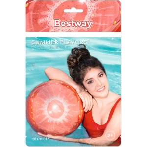Bestway Nyári gyümölcsös labda (Eper) Ø 46 cm nővel a medencében.