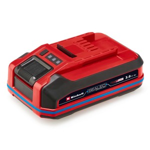 Einhell 18V 3,0 Ah Power X-Change Plus akkumulátor: Piros akkumulátor elektromos szerszámokhoz töltöttségjelzővel.
