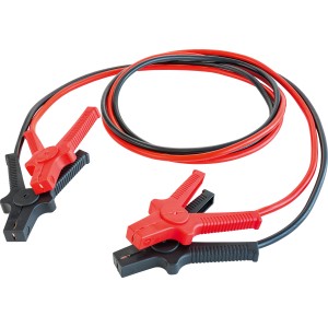 25 mm²-es bikakábel piros és fekete csipeszekkel személy- és teherautókhoz.