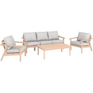 4 részes Ashwood lounge szett FSC® akácfából, világosszürke párnákkal.