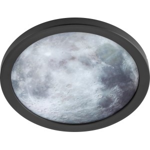 Kerek LED mennyezeti lámpa Lunano Ø 19 cm hold mintával és fekete kerettel.