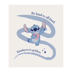 Komar Stitch Kindness falikép, 40x50 cm, kék Stitch-csel és szívvel.