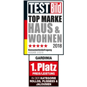 Díj a Gardinia Easyfix dupla rolóhoz: Top márka otthon és lakás, 1. hely ár/érték rolók.