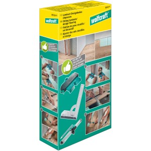 wolfcraft illesztőkészlet laminált és design padlóhoz: univerzális szögmérő, kontúrmérő, laminált illesztő készletben.