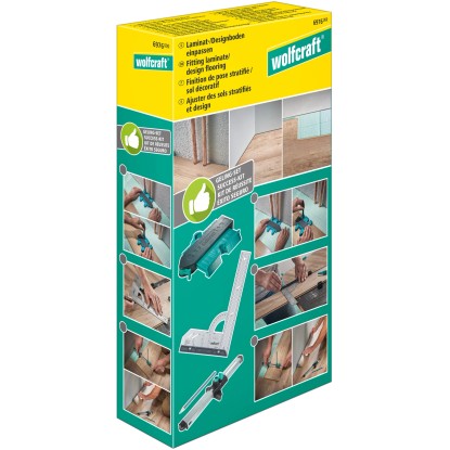 wolfcraft illesztőkészlet laminált és design padlóhoz: univerzális szögmérő, kontúrmérő, laminált illesztő készletben.