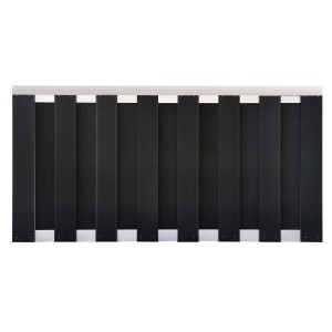 Antracit WPC előkerti kerítéselem alumíniummal, 90x180cm, a telek dekoratív bekerítéséhez.