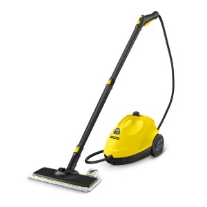 Kärcher SC 2 EasyFix gőztisztító, sárga/fekete, padlótisztító fejjel és tartozékokkal.