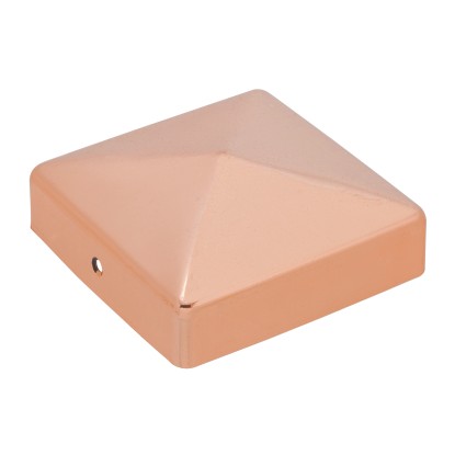 Négyszögletes oszlopsapka  caponlakkal bevont réz  91 mm x 91 mm