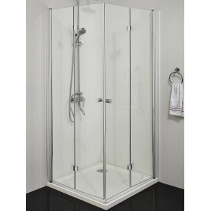 Sanotechnik Smartflex bal oldali összecsukható zuhanyajtó, 195 cm magas, emelőrendszerrel.