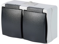 Nedves helyiségekben használható csatlakozóaljzat 2 részes IP44 szürke Nedves helyiségekben használható csatlakozóaljzat 2 részes IP44 szürke