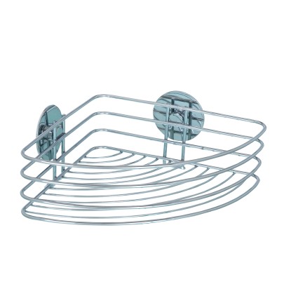 Wenko Turbo-Loc sarokpolc, fényes króm, kerek, fúrás nélkül rögzíthető