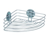 Wenko Turbo-Loc sarokpolc, fényes króm, kerek, fúrás nélkül rögzíthető