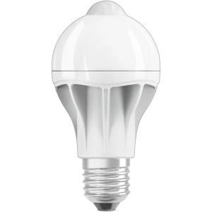 Osram E27 LED lámpa mozgásérzékelővel, 9W, meleg fehér. Izzó alakú, beltéri és kültéri használatra.