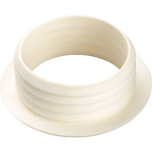 Fehér műanyag öblítőcső-csatlakozó (Ø 45 mm x Ø 48 mm) WC-öblítőcsövekhez.