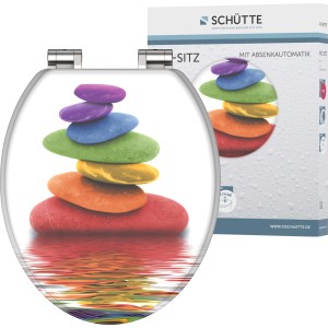 Schütte WC-ülőke Colorful Stones SoftClose funkcióval, motívum: színes kövek.
