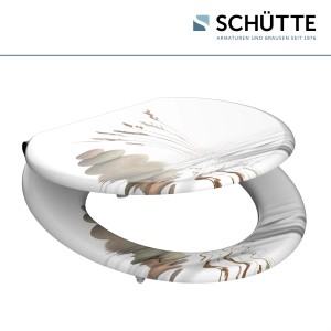 Schütte Balance WC ülőke fa maggal és lassú záródással, kövekkel és füvekkel díszítve.