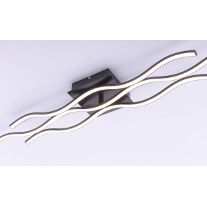Modern, fekete Wave LED mennyezeti lámpa, 97,5 cm széles, lakóterekbe.