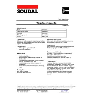 Műszaki adatlap a Soudal t.b.t. szilikon- és akril tömítőanyag eltávolítójához.